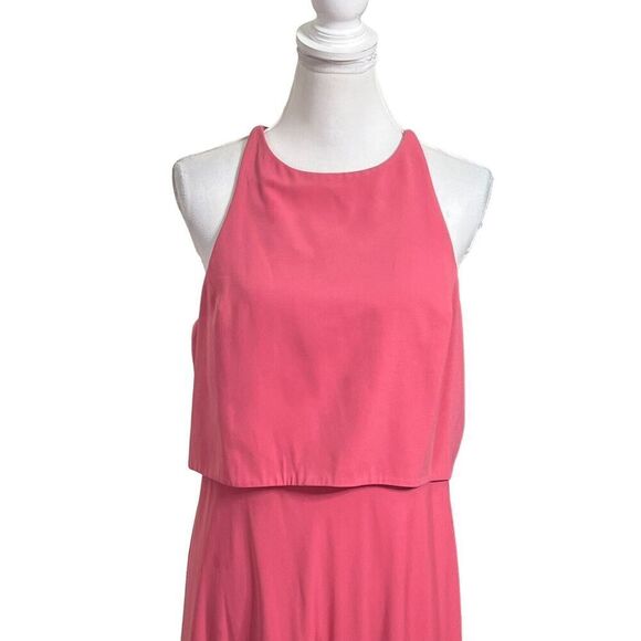 Anthropologie Jill Jill Stuart Pink Iva Crepe Bridesmaid Maxi Dress Long Gown 14 - Picture 3 of 13